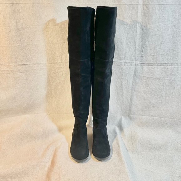Stuart Weitzman Langdon Over The Knee Boots Sz 5.5 Black Leather Suede NWT - Picture 2 of 7